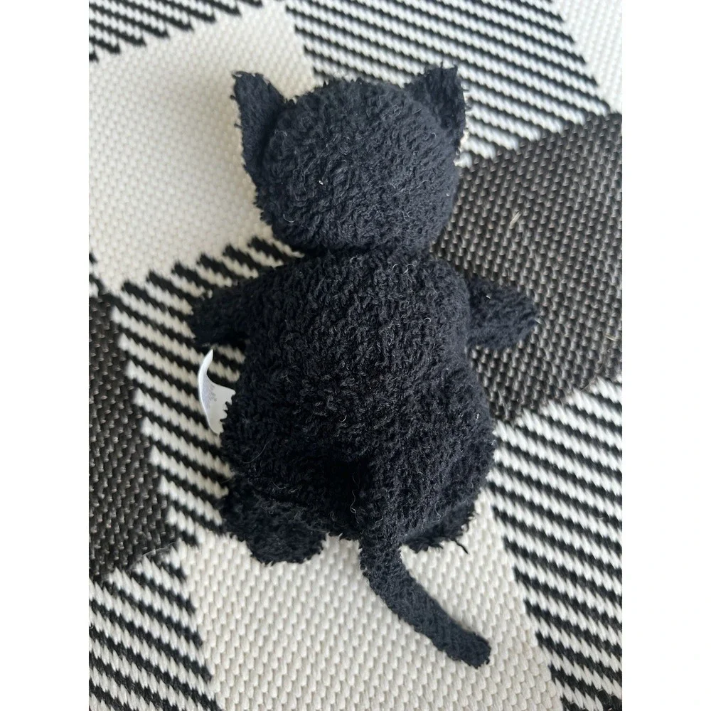 Vintage Russ Berrie Home Buddies PURRY Black Cat Plush Terrycloth Towel Texture